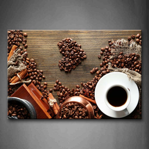 Brown Coffee With Heart Shape  Wall Art Painting Pictures Print On Canvas Food The Picture For Home Modern Decoration 