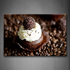 Brown Cupcake With Cream And Chocolate Wall Art Painting Pictures Print On Canvas Food The Picture For Home Modern Decoration 