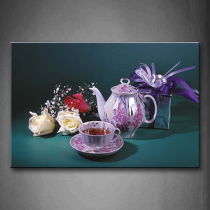 Tea In Cups With Flower Pattern Wall Art Painting Pictures Print On Canvas Food The Picture For Home Modern Decoration 