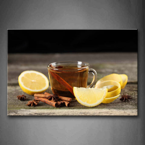 Brown Tea In Cup With Lemon Wall Art Painting The Picture Print On Canvas Food Pictures For Home Decor Decoration Gift 