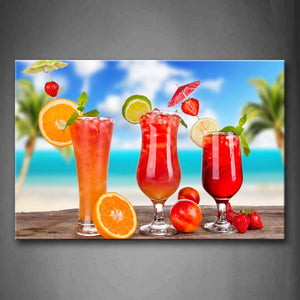 Colorful Fruit Juice In Cup  Wall Art Painting Pictures Print On Canvas Food The Picture For Home Modern Decoration 