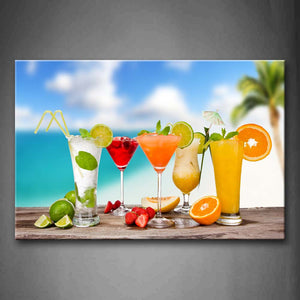 Colorful Fruit Juice In Cups Wall Art Painting The Picture Print On Canvas Food Pictures For Home Decor Decoration Gift 