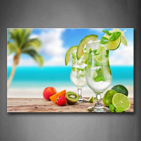 Colorful Lemon Juice With Ice Cube  Wall Art Painting Pictures Print On Canvas Food The Picture For Home Modern Decoration 