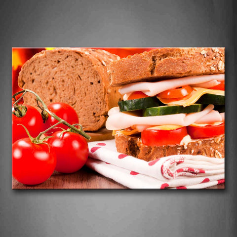 Red Sandwich With Fruit And Bread Wall Art Painting Pictures Print On Canvas Food The Picture For Home Modern Decoration 