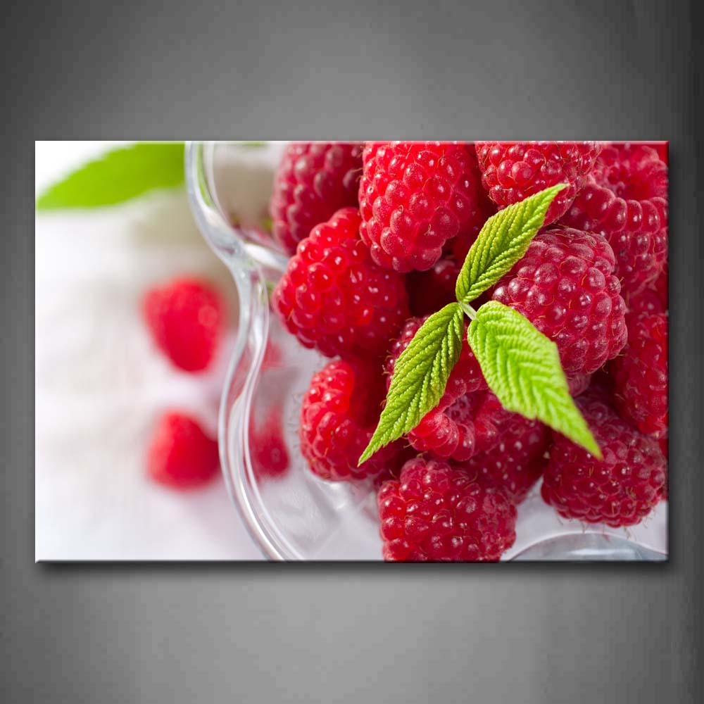 Red Raspberry With Green Leaf Wall Art Painting The Picture Print On Canvas Food Pictures For Home Decor Decoration Gift 