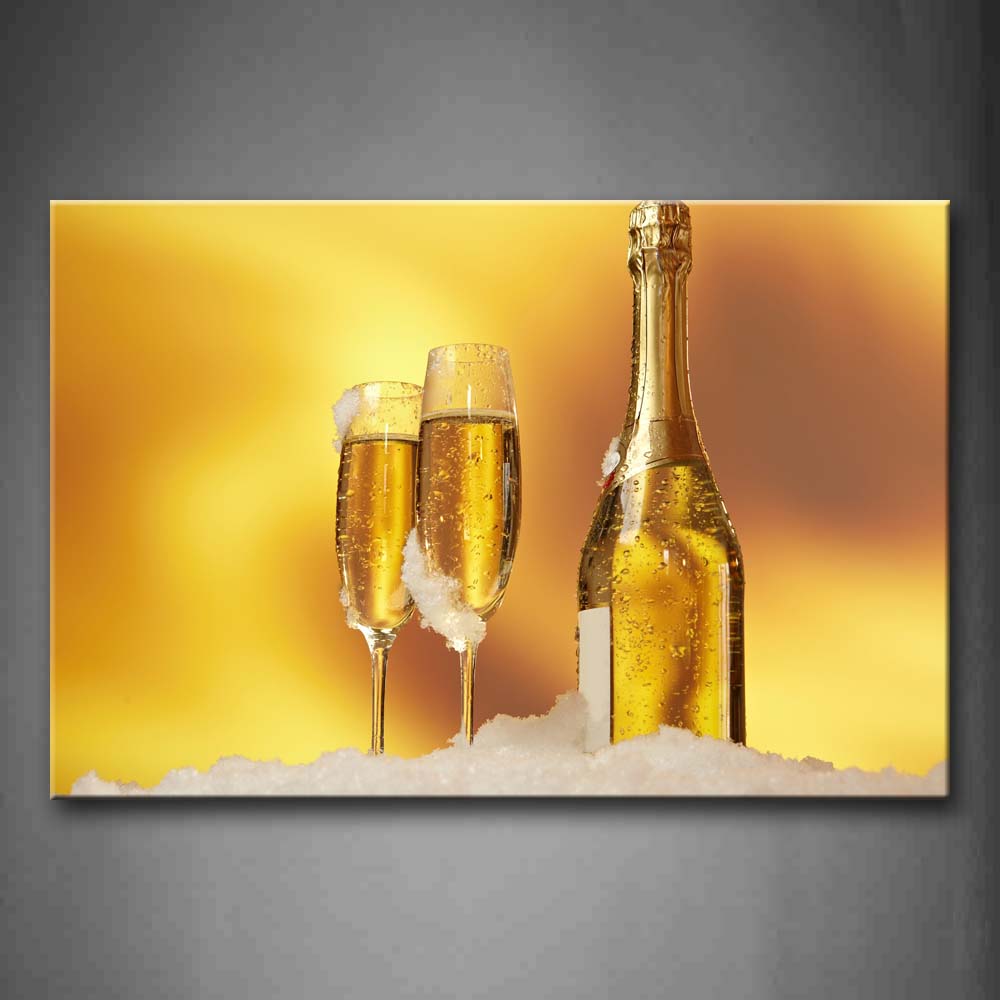 Yellow Orange Goleden Wine In Cup With Freeze Wall Art Painting The Picture Print On Canvas Food Pictures For Home Decor Decoration Gift 