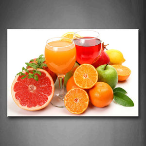 Colorful Fruit With Juice Wall Art Painting Pictures Print On Canvas Food The Picture For Home Modern Decoration 