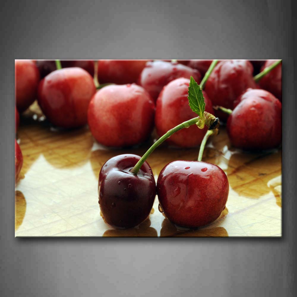 Deep Red Cherry With Leaf Wall Art Painting The Picture Print On Canvas Food Pictures For Home Decor Decoration Gift 