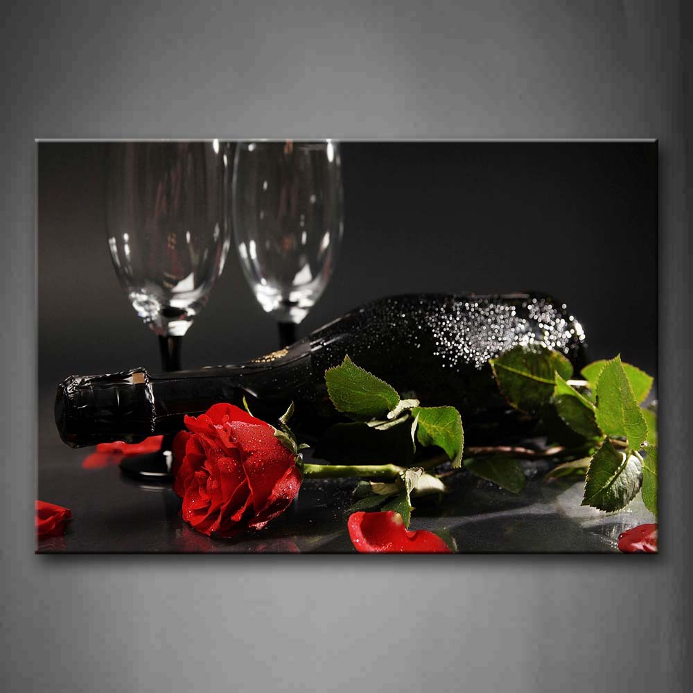 Grape Wine With Red Rose Green Leaf Wall Art Painting Pictures Print On Canvas Food The Picture For Home Modern Decoration 