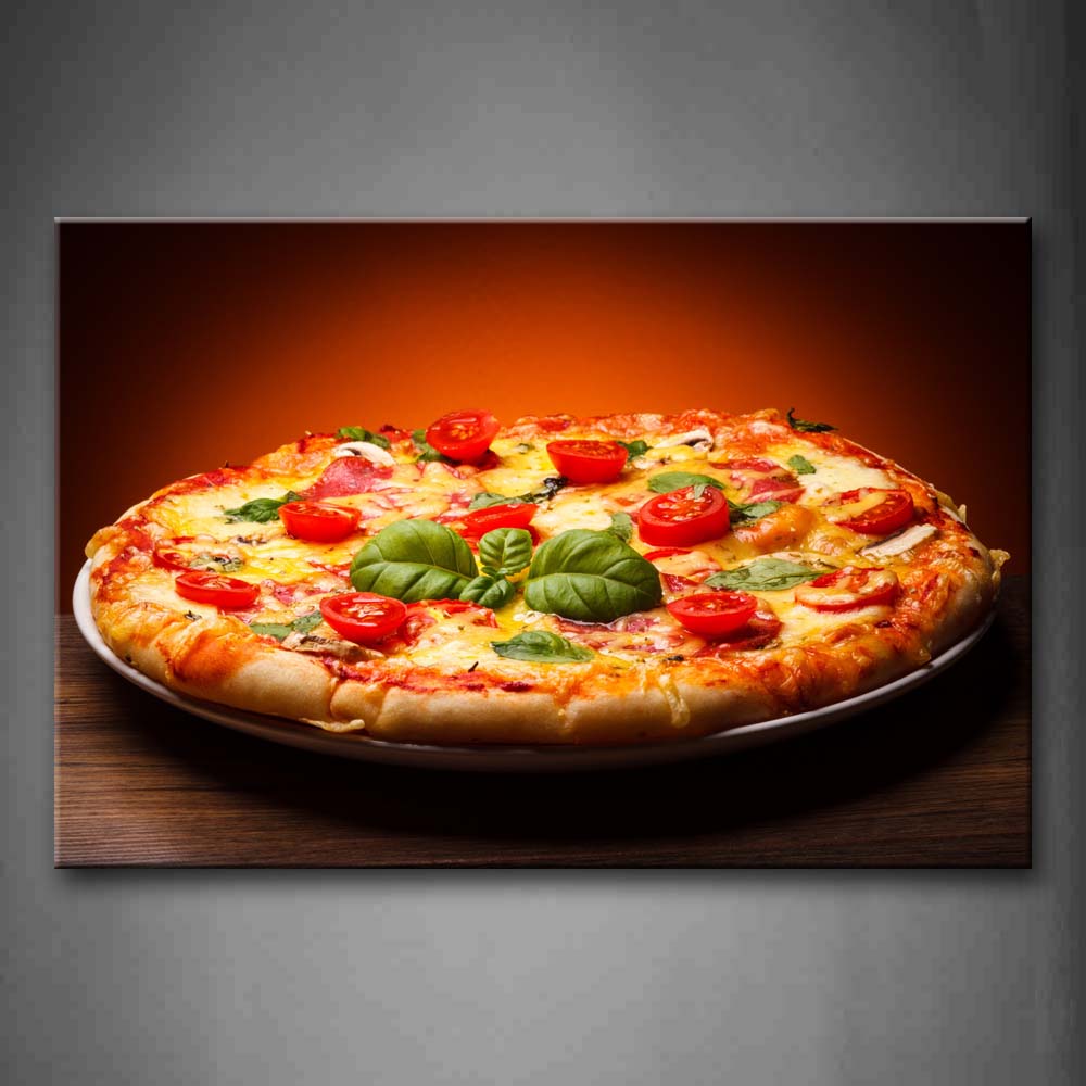 Pizza With  Red Pepper And Green Leaf Wall Art Painting Pictures Print On Canvas Food The Picture For Home Modern Decoration 