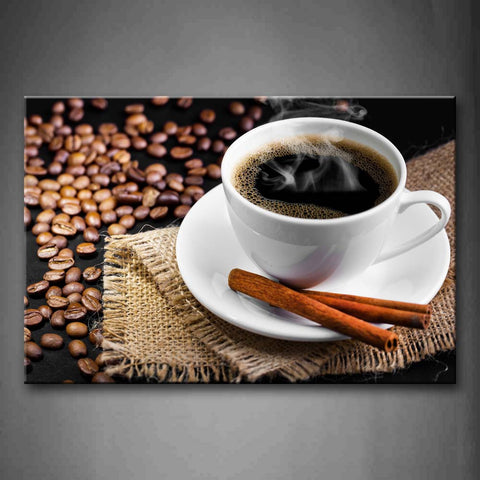 Brown Coffee In White Cup With Cloth Wall Art Painting Pictures Print On Canvas Food The Picture For Home Modern Decoration 