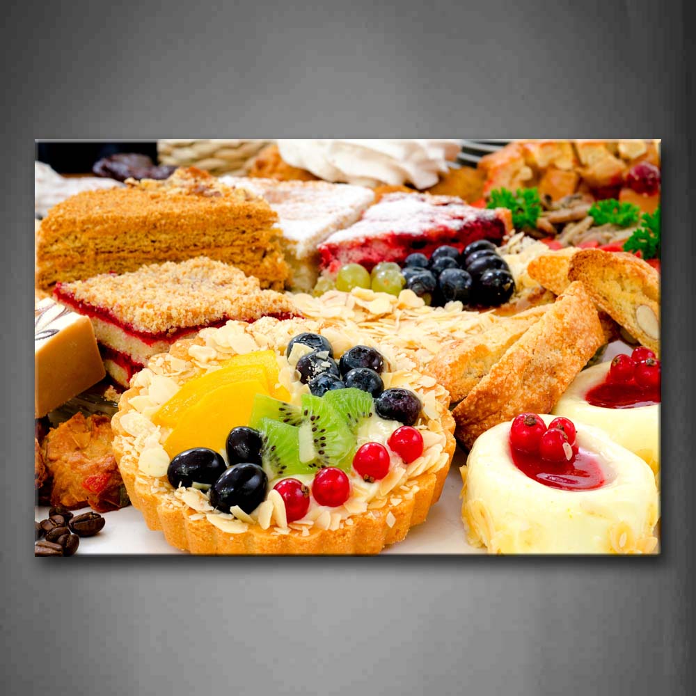 Sweets With Cake Various Fruit  Wall Art Painting The Picture Print On Canvas Food Pictures For Home Decor Decoration Gift 