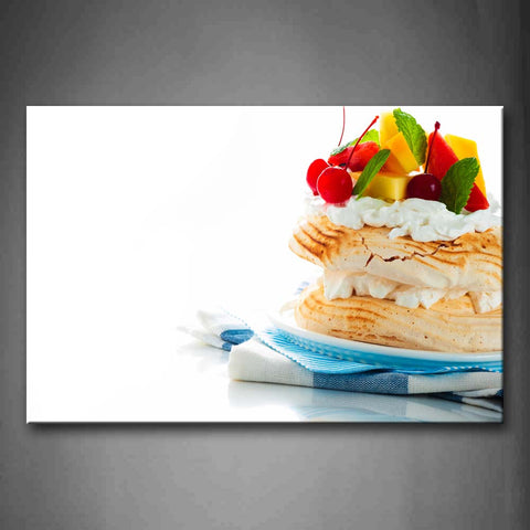 Sweets With Cream Various Fruit In Plate Wall Art Painting The Picture Print On Canvas Food Pictures For Home Decor Decoration Gift 