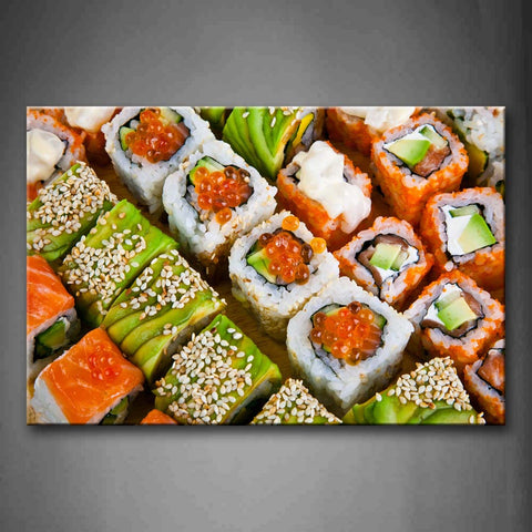 Various Colorful Sushi With Sesame  Wall Art Painting Pictures Print On Canvas Food The Picture For Home Modern Decoration 