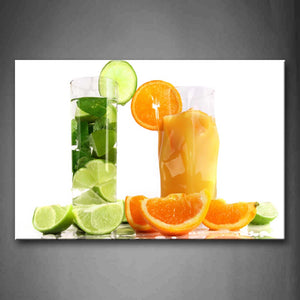 Yellow Orange Drink With Orange And Lemon  Wall Art Painting Pictures Print On Canvas Food The Picture For Home Modern Decoration 