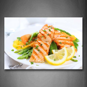 Fish With Lemon And Vegetable Wall Art Painting Pictures Print On Canvas Food The Picture For Home Modern Decoration 