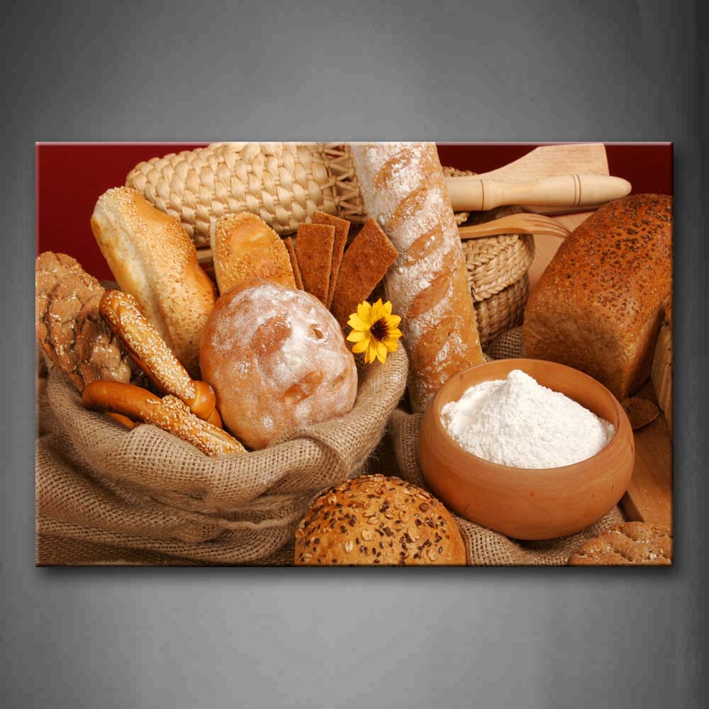 Various Bread With Sunflower Wall Art Painting Pictures Print On Canvas Food The Picture For Home Modern Decoration 