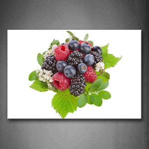 Raspberry Blueberry With Green Leaf Wall Art Painting Pictures Print On Canvas Food The Picture For Home Modern Decoration 