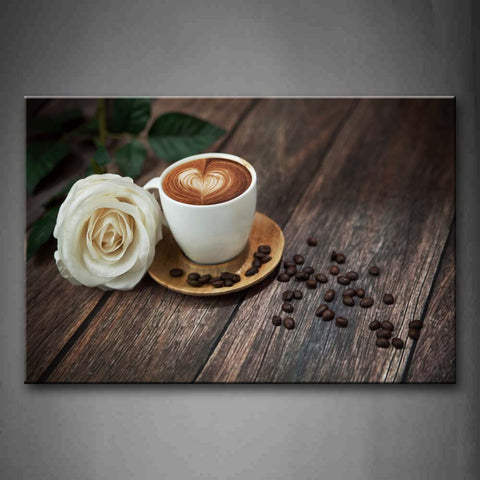 Coffee With Pattern With White Rose Wall Art Painting The Picture Print On Canvas Food Pictures For Home Decor Decoration Gift 