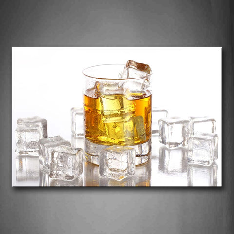 Brown Whisky With Ice Cube Wall Art Painting The Picture Print On Canvas Food Pictures For Home Decor Decoration Gift 