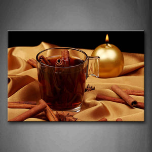 Brown Tea In Cup And Candle Wall Art Painting The Picture Print On Canvas Food Pictures For Home Decor Decoration Gift 