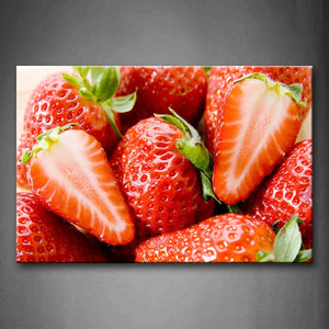 Red Fresh Strawberry With Green Leaf Wall Art Painting The Picture Print On Canvas Food Pictures For Home Decor Decoration Gift 