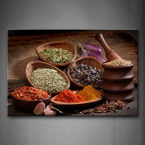 Colorful Herbs And Spices In Plate Wall Art Painting Pictures Print On Canvas Food The Picture For Home Modern Decoration 