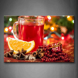 Red Tea In Cup With Orange Wall Art Painting Pictures Print On Canvas Food The Picture For Home Modern Decoration 