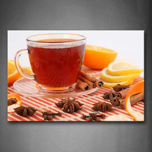 Brown Tea In Cup With Lemon Anise Wall Art Painting The Picture Print On Canvas Food Pictures For Home Decor Decoration Gift 