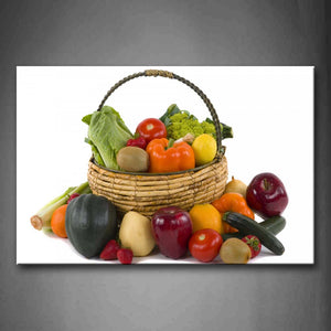 Various Colorful Vegetables With Basket Wall Art Painting Pictures Print On Canvas Food The Picture For Home Modern Decoration 