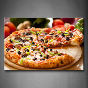 Pizza With Green Vegetable Wall Art Painting Pictures Print On Canvas Food The Picture For Home Modern Decoration 