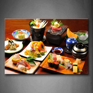 Various Colorful Sushi In Plates Wall Art Painting The Picture Print On Canvas Food Pictures For Home Decor Decoration Gift 