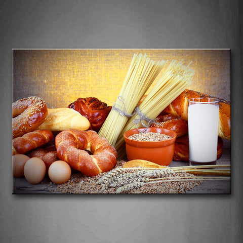 Baking Bread Egg Wheat Milk Wall Art Painting The Picture Print On Canvas Food Pictures For Home Decor Decoration Gift 