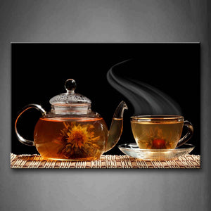 Hot Tea With Chrysanthemum In Cups Wall Art Painting Pictures Print On Canvas Food The Picture For Home Modern Decoration 