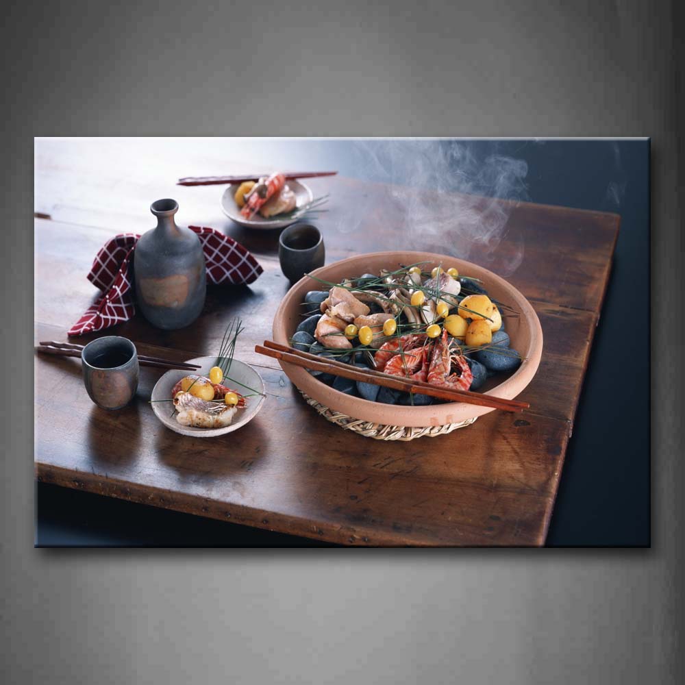 Chinese Food With Chopsticks Tea Wall Art Painting Pictures Print On Canvas Food The Picture For Home Modern Decoration 