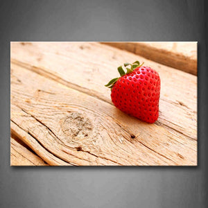 Red Strawberry With Green Leaf In Wood Wall Art Painting The Picture Print On Canvas Food Pictures For Home Decor Decoration Gift 