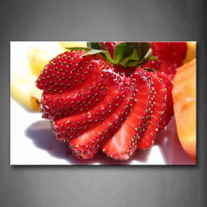 Red Fresh Strawberry With Leaf Wall Art Painting The Picture Print On Canvas Food Pictures For Home Decor Decoration Gift 