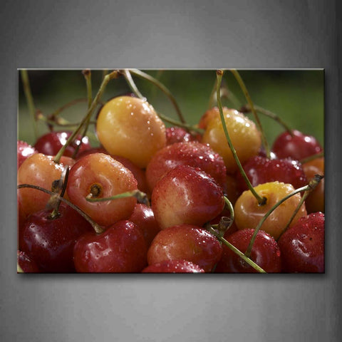 Fresh Cherry With Water Drop Wall Art Painting Pictures Print On Canvas Food The Picture For Home Modern Decoration 