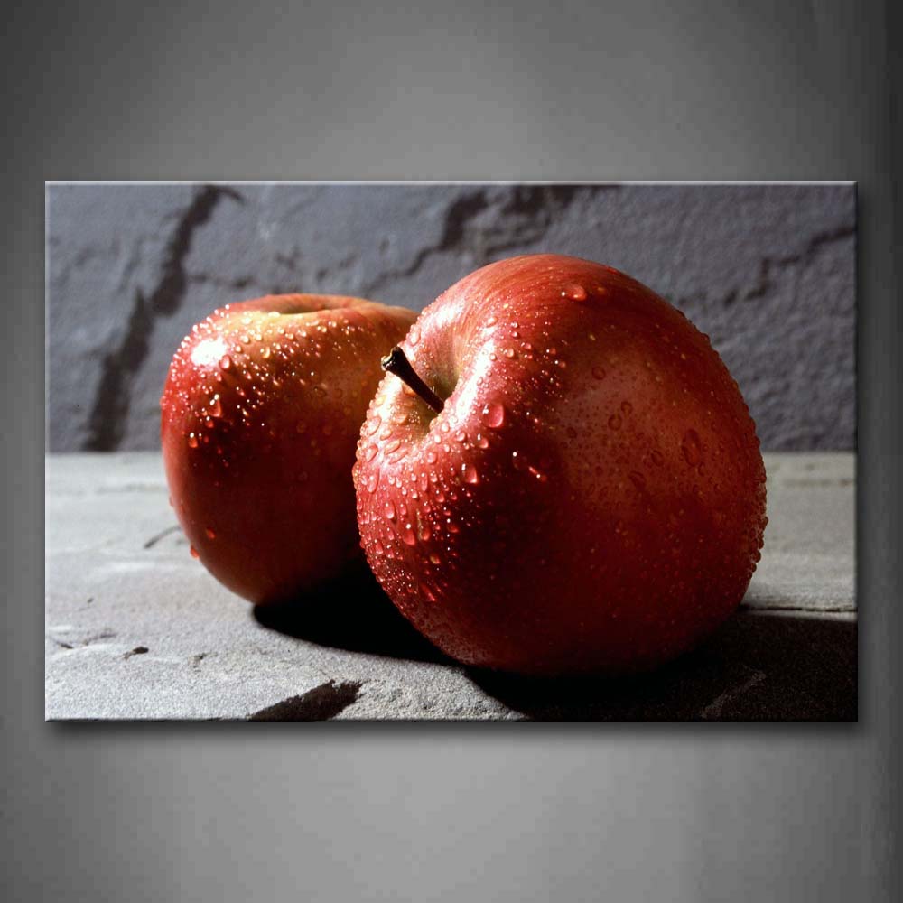 Red Apple With Water Drop In Stone Wall Art Painting Pictures Print On Canvas Food The Picture For Home Modern Decoration 