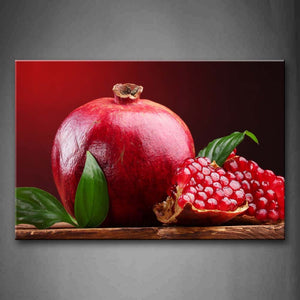 Red Fresh Pomegranate With Green Leaf Wall Art Painting The Picture Print On Canvas Food Pictures For Home Decor Decoration Gift 