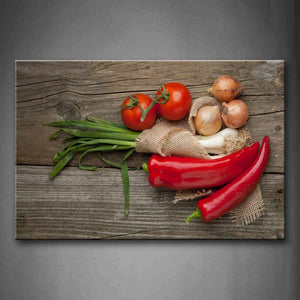 Red Tomato With Pepper And Onion Wall Art Painting Pictures Print On Canvas Food The Picture For Home Modern Decoration 