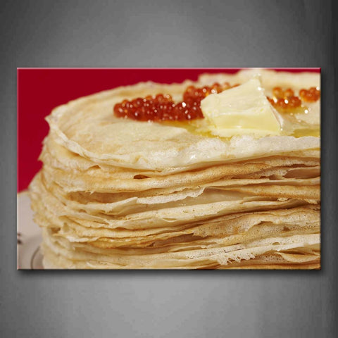 Pancake With Caviar Jam Wall Art Painting Pictures Print On Canvas Food The Picture For Home Modern Decoration 