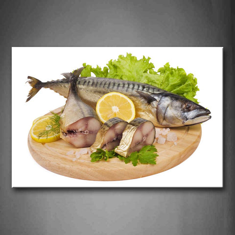 Fish With Lemon And Green Vegetable Wall Art Painting The Picture Print On Canvas Food Pictures For Home Decor Decoration Gift 