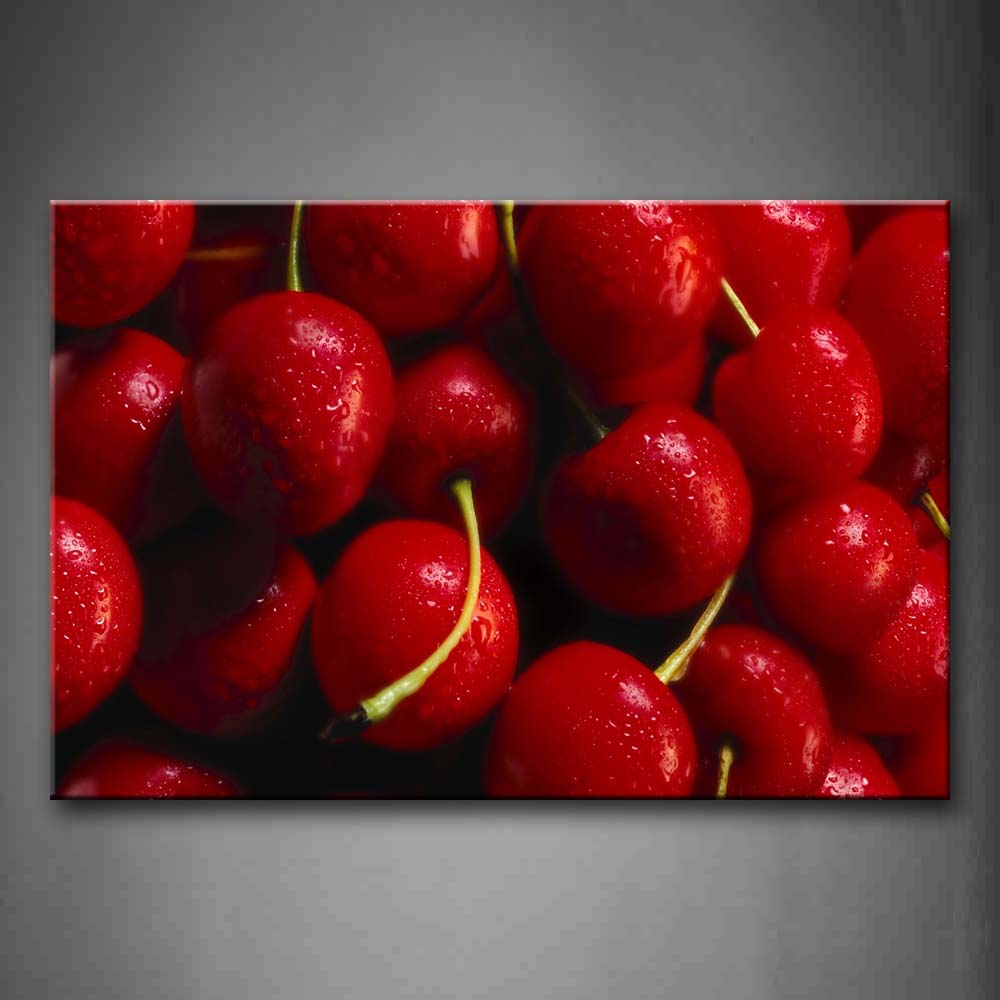 Red Cherry With Water Drop Wall Art Painting Pictures Print On Canvas Food The Picture For Home Modern Decoration 