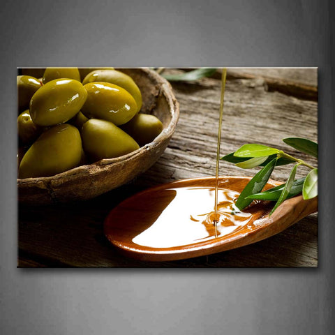 Olive And Oil With Green Leaf Wall Art Painting Pictures Print On Canvas Food The Picture For Home Modern Decoration 