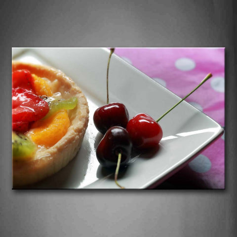 Sweets With Cherry Strawberry Orange In Plate Wall Art Painting The Picture Print On Canvas Food Pictures For Home Decor Decoration Gift 