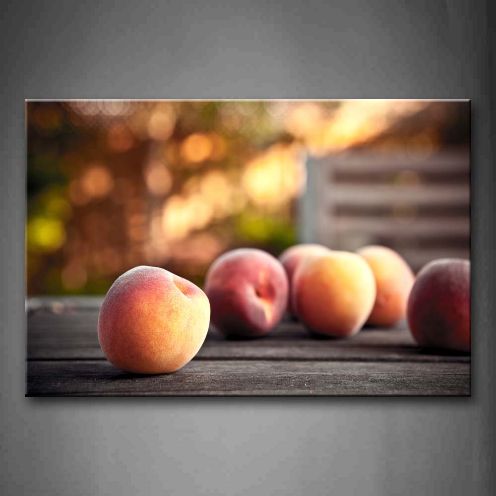 Pink Peach With Light In Wood Wall Art Painting Pictures Print On Canvas Food The Picture For Home Modern Decoration 