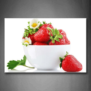 Red Strawberry With White Flower In White Bowl Wall Art Painting The Picture Print On Canvas Food Pictures For Home Decor Decoration Gift 