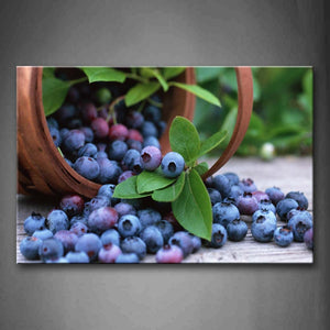 Blueberry With Green Leaf In Basket Wall Art Painting Pictures Print On Canvas Food The Picture For Home Modern Decoration 