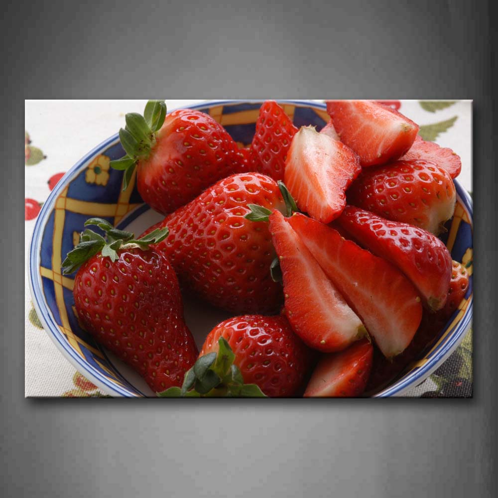 Red Strawberry In Bowl Wall Art Painting The Picture Print On Canvas Food Pictures For Home Decor Decoration Gift 